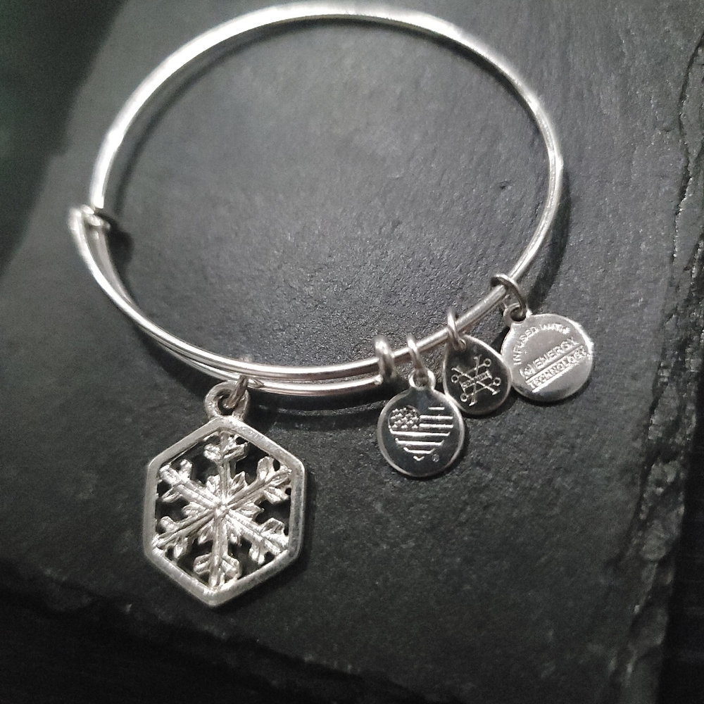 Alex and Ani Silver Finish Snowflake Holiday Gift Adjustable Bracelet Charm